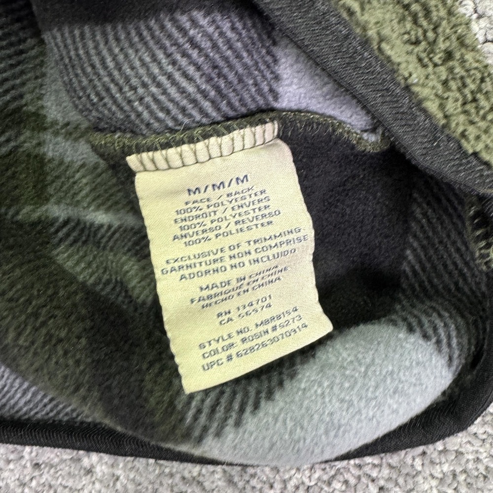 Boston Traders Hoodie Mens Medium Green Sherpa Fleece 1/4 Zip Pullover Kangaroo - Picture 6 of 7